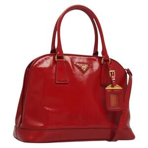 Prada Saffiano Vernice Medium Promenade Tote Rosso